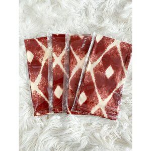 West Elm Ikat Diamond Napkin Set of 4 Red Ivory NEW 20"x20"